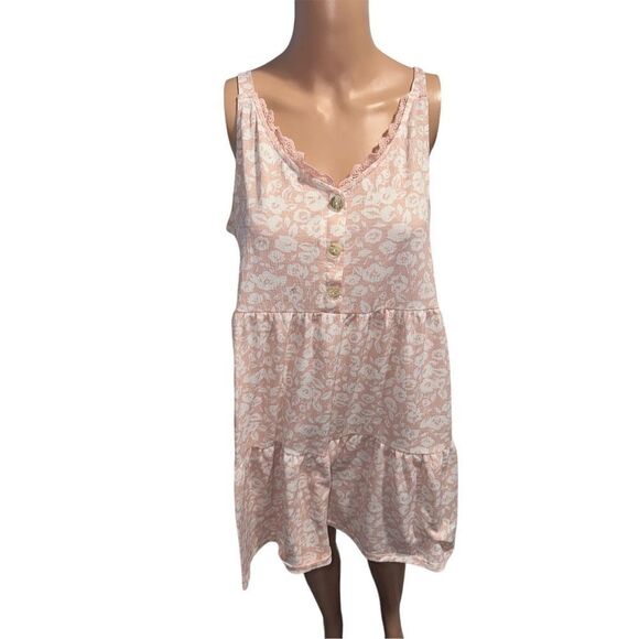 VERY NICE SWEET WANDERER Cream AND PINK dress with floral pattern size medium go - Picture 2 of 4